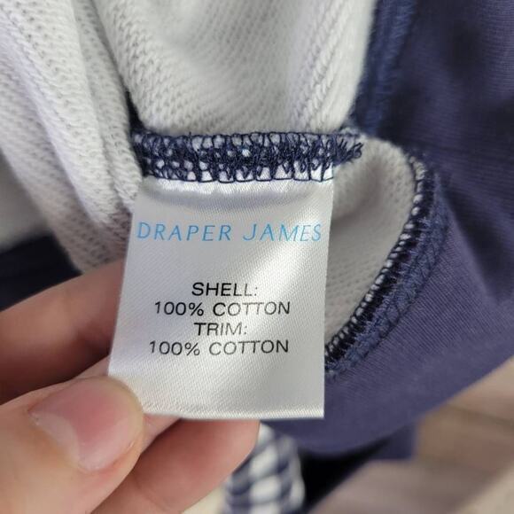 Draper James Natalie Sweatshirt in Gingham Navy White Size Extra Large - Picture 8 of 9